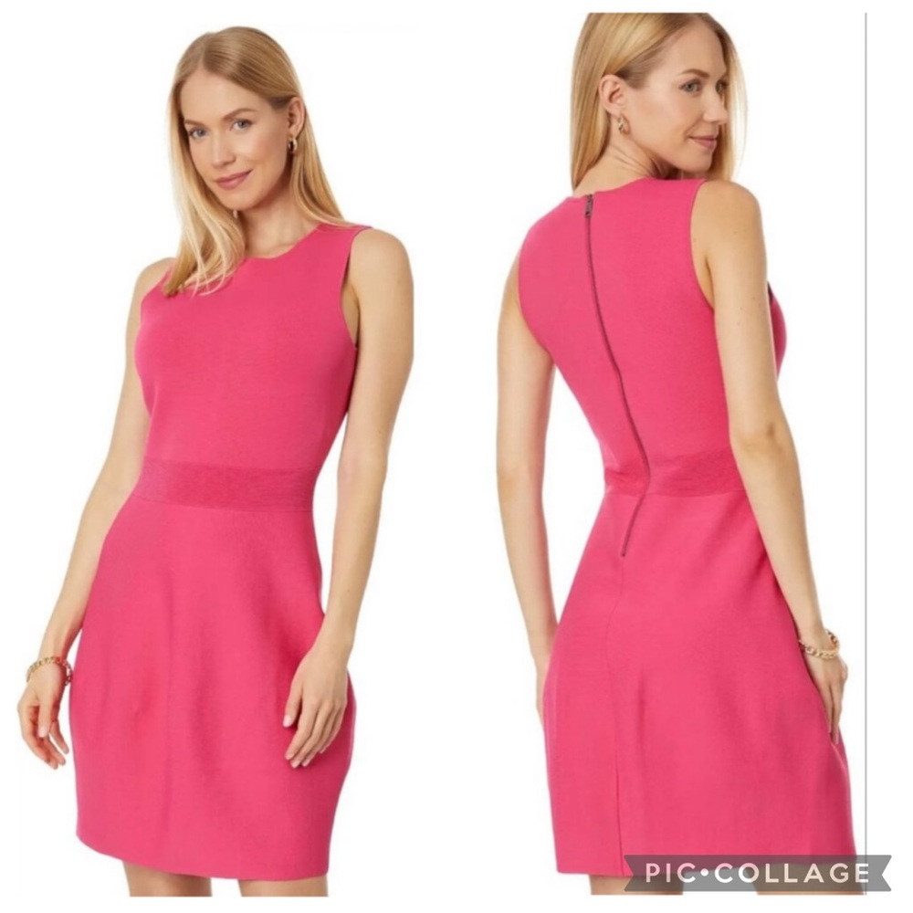 Ted‎ Baker Gorgeta Tulip Hem Knit Dress Bright Pink 6 Equals 14